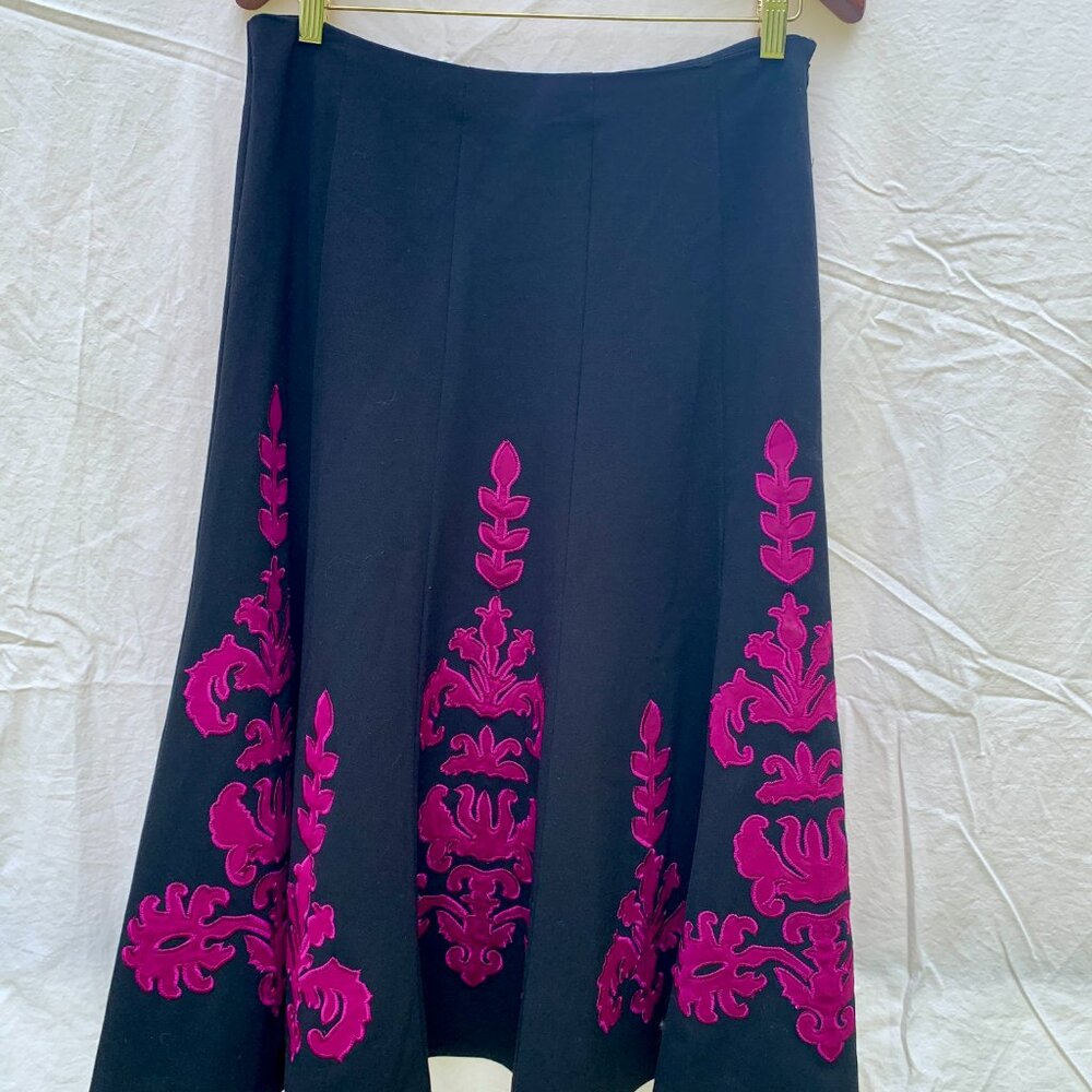 Sunny Leigh VINTAGE Skirt Size 10 Embroidered Pleated A-Line Fit Flare Y2K 90's